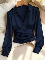 Women's Ruched Waist Long Sleeve Top