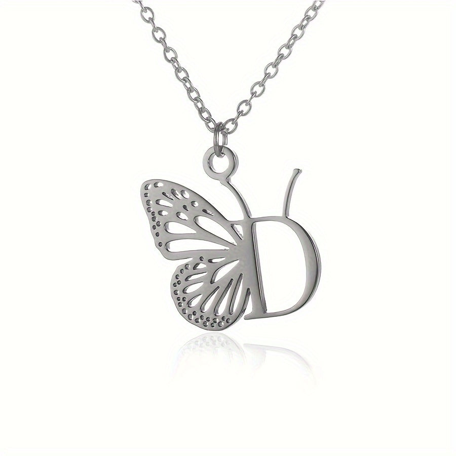 Personalized Butterfly Letter Necklace