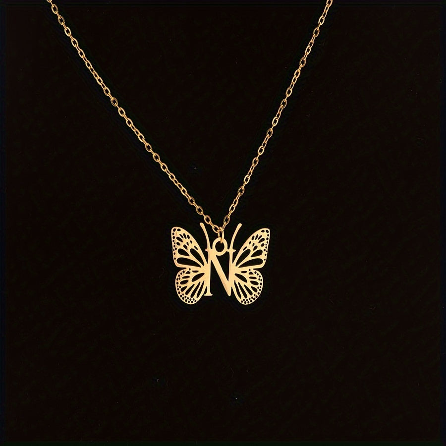 Personalized Butterfly Letter Necklace