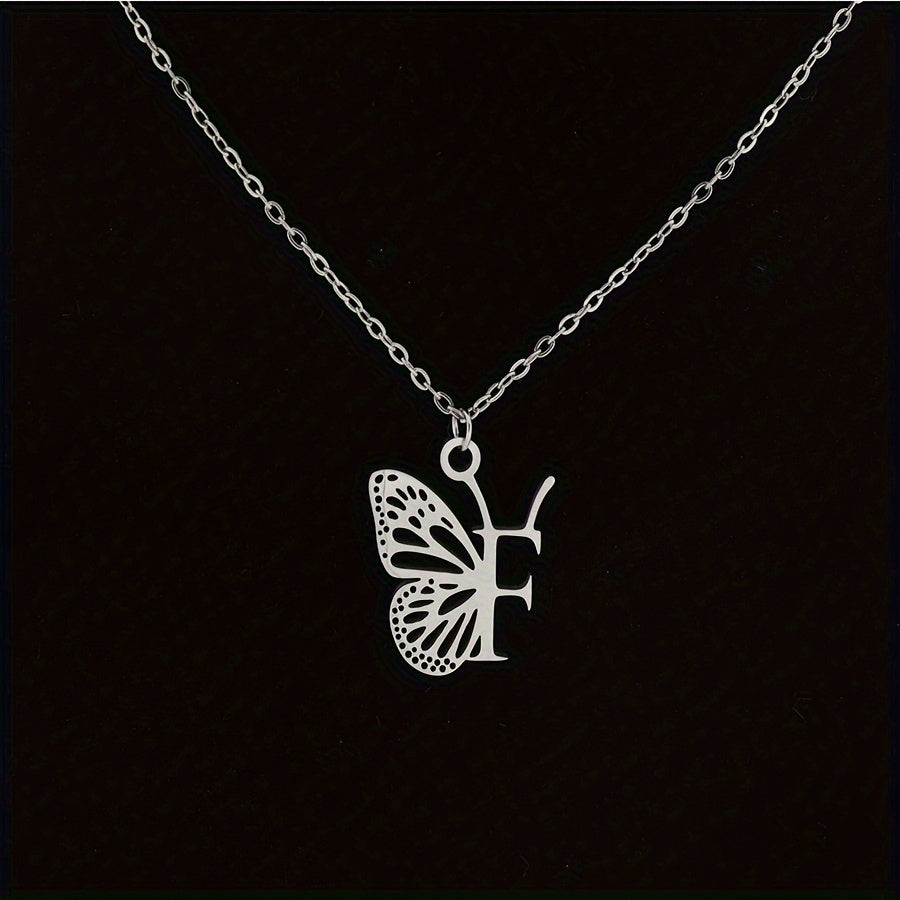 Personalized Butterfly Letter Necklace