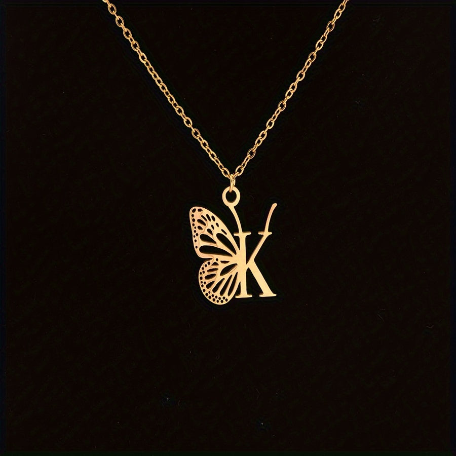 Personalized Butterfly Letter Necklace