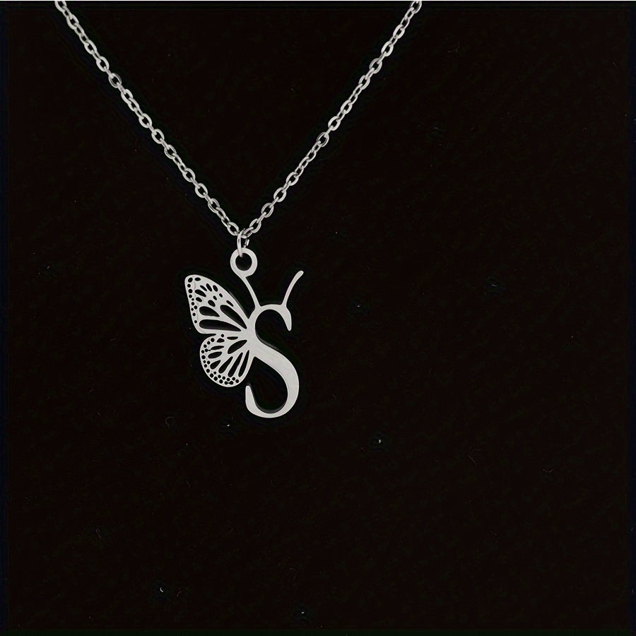 Personalized Butterfly Letter Necklace