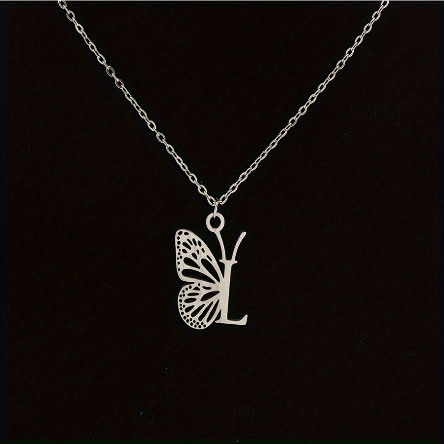 Personalized Butterfly Letter Necklace