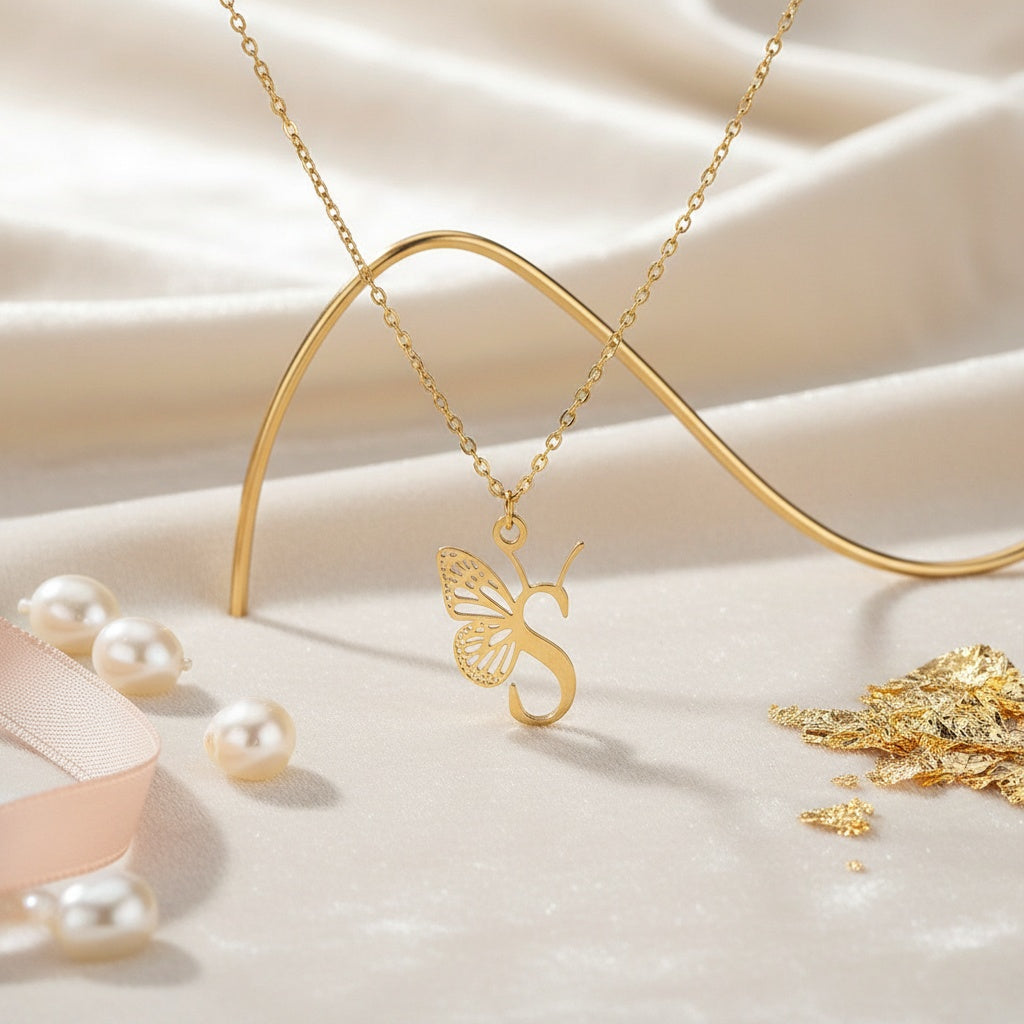 Personalized Butterfly Letter Necklace