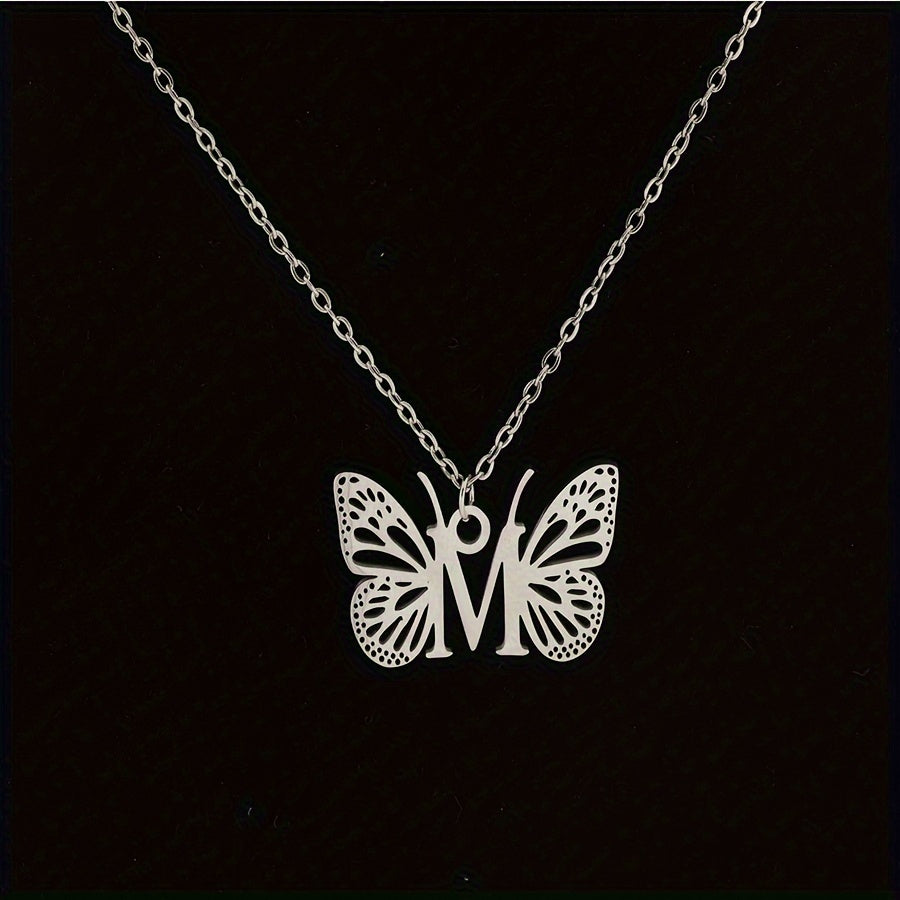 Personalized Butterfly Letter Necklace