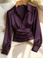 Women's Ruched Waist Long Sleeve Top