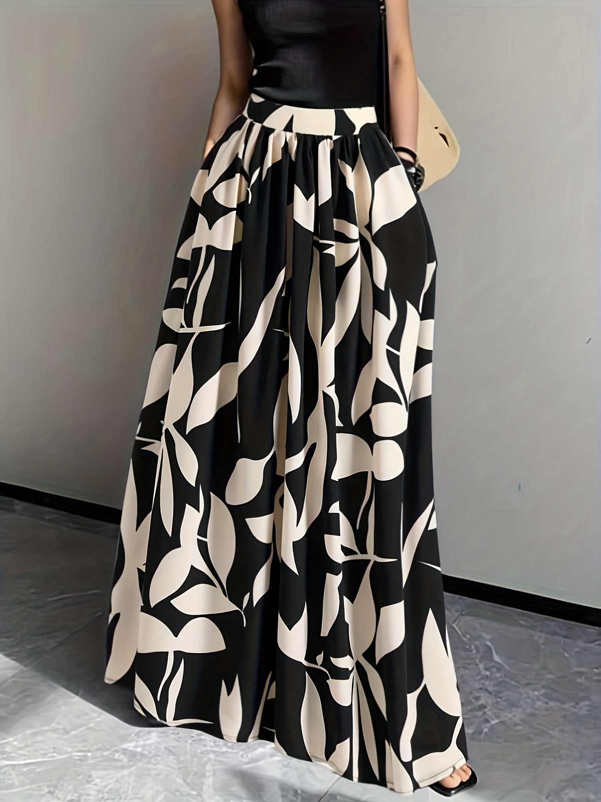 Women's High-Waist Printed Maxi Skirt