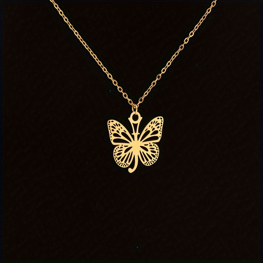 Personalized Butterfly Letter Necklace