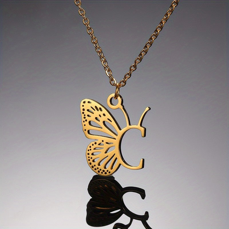 Personalized Butterfly Letter Necklace