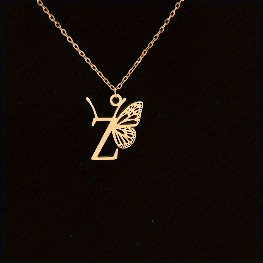 Personalized Butterfly Letter Necklace