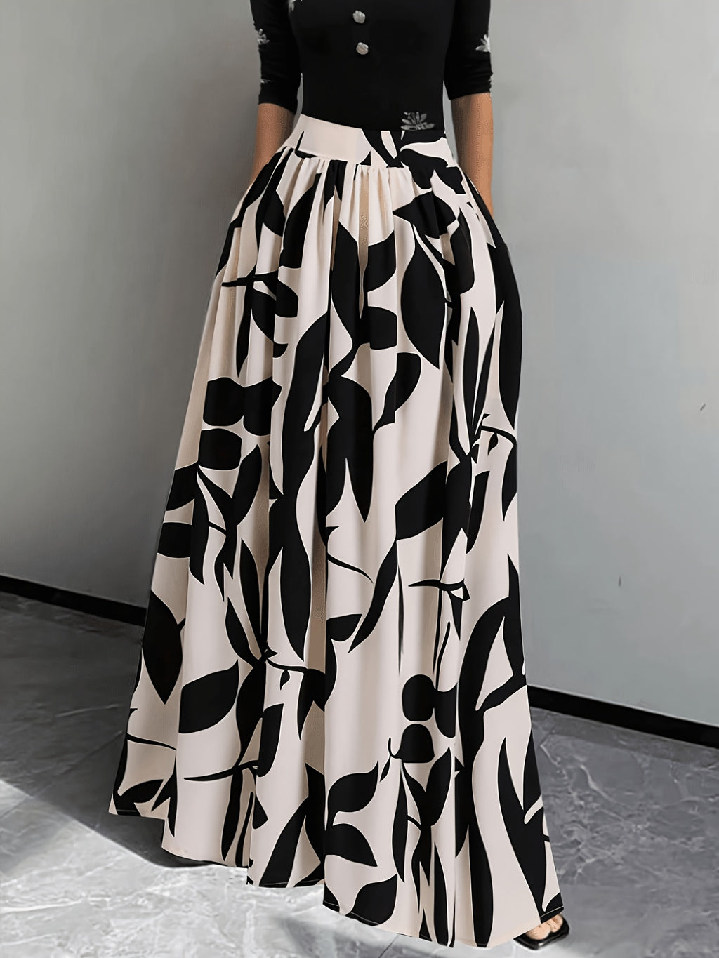 Women's High-Waist Printed Maxi Skirt
