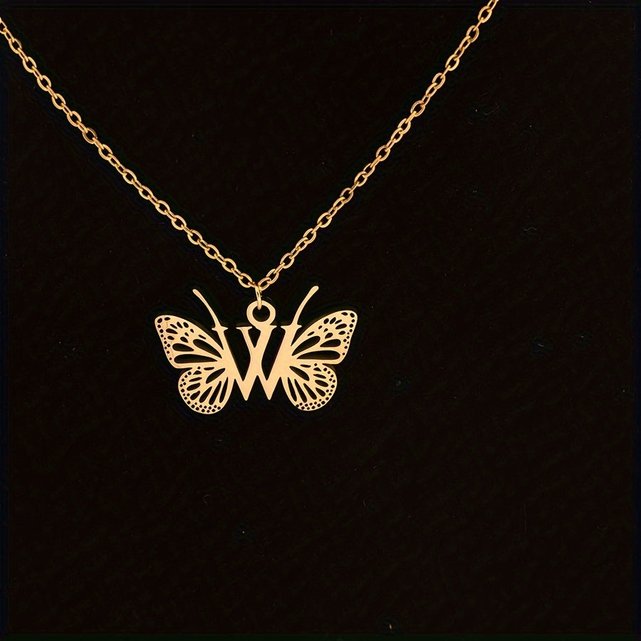 Personalized Butterfly Letter Necklace