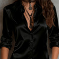 Women's Satin Button-Up Shirt