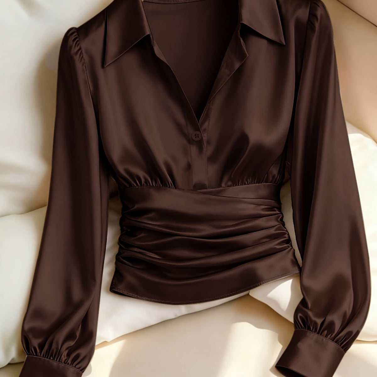 Women's Ruched Waist Long Sleeve Top