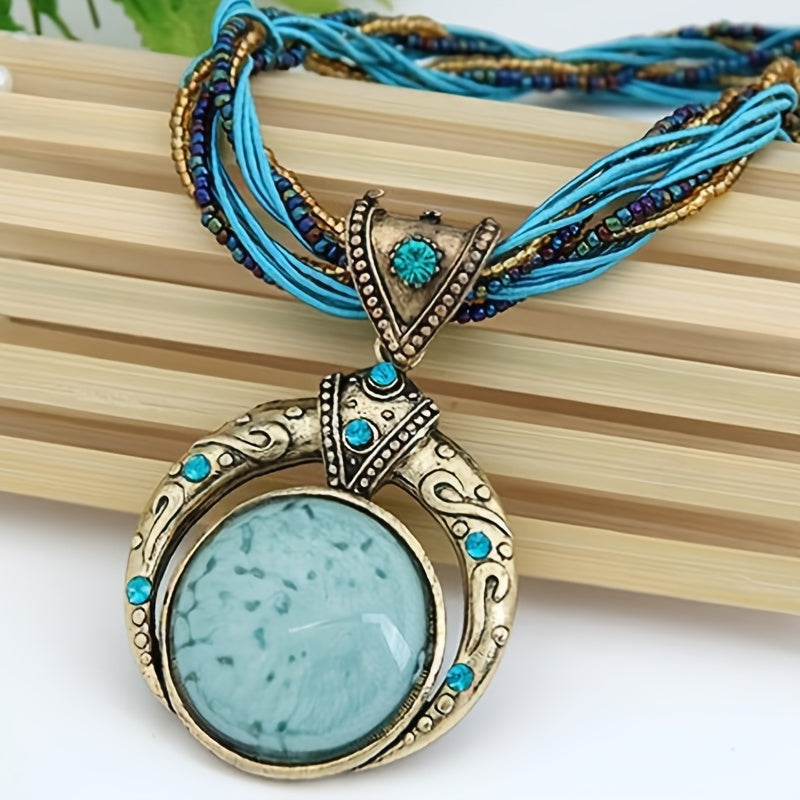 Women's Green Stone Pendant Necklace
