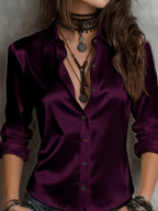 Women's Satin Button-Up Shirt