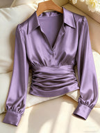 Women's Ruched Waist Long Sleeve Top