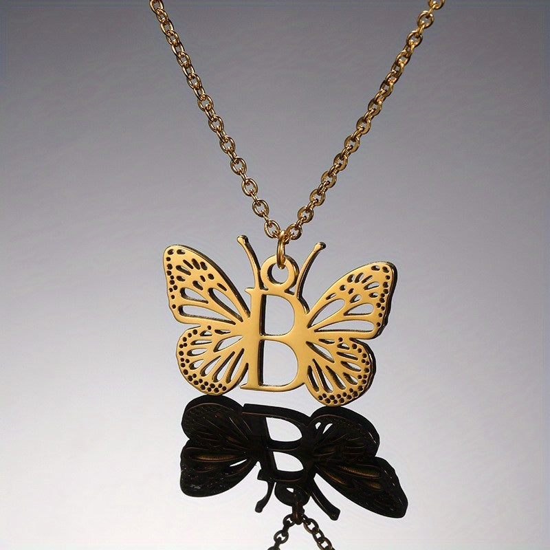 Personalized Butterfly Letter Necklace