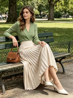 Women's High-Waist Pleated Midi Skirt